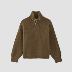 Everlane felted merino half zip | xs | beech
